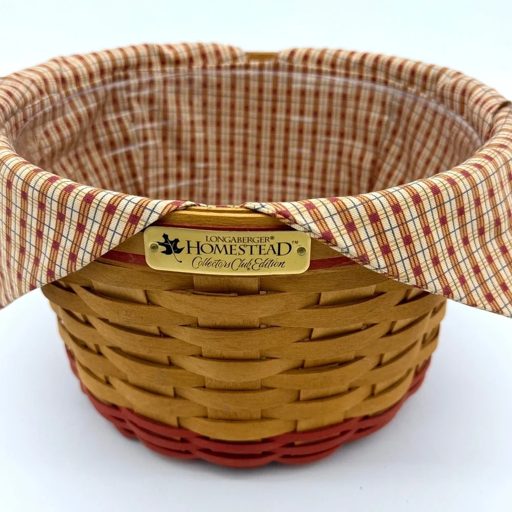 Longaberger 1999 Collectors Club HOMESTEAD Basket Combo liner, & Handle Tie